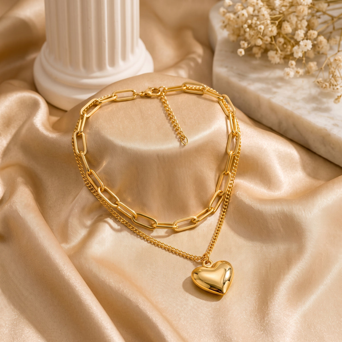 Amor Heart Dual Layer Necklace